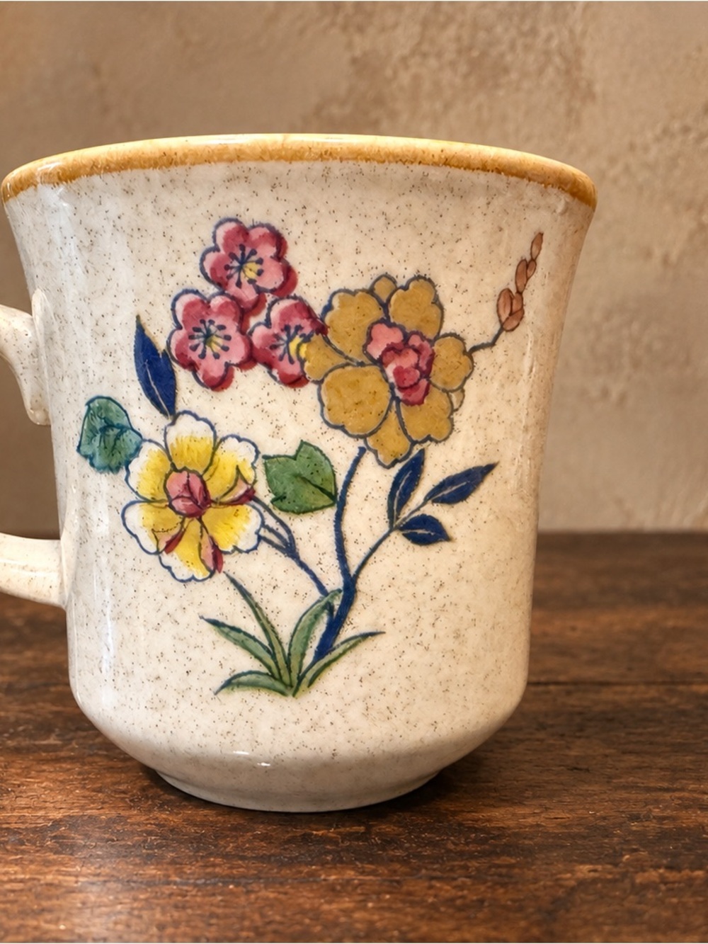Vintage Mikasa Oriental Classics CK-803 Floral Mug Japan Speckled Stoneware